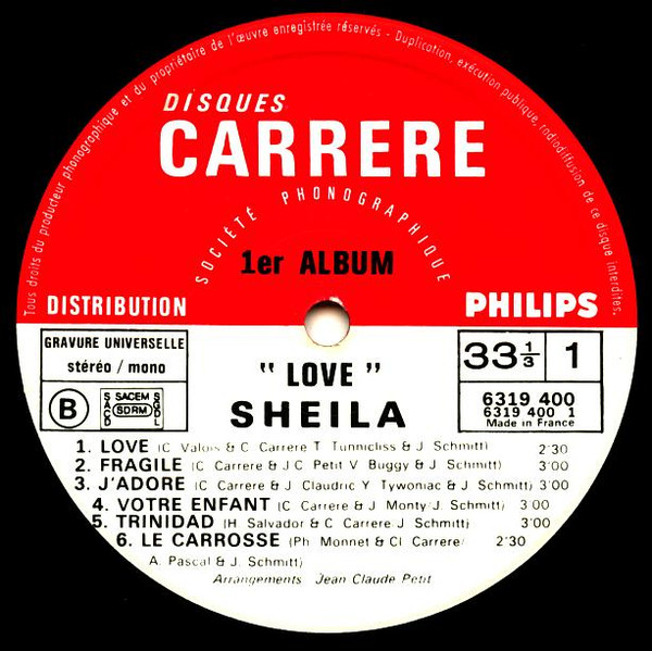 Sheila (5) - Love (LP, Album, Gat)