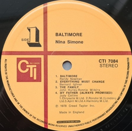 Nina Simone - Baltimore (LP, Album, Gat)