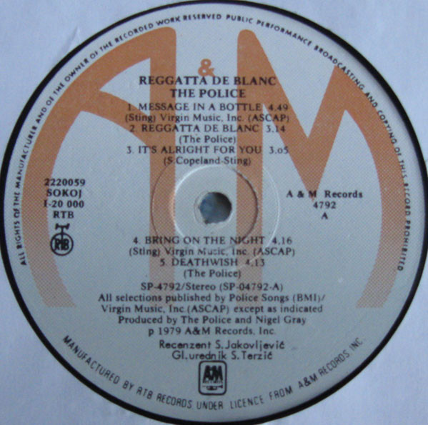 The Police - Reggatta De Blanc (LP, Album, RP)