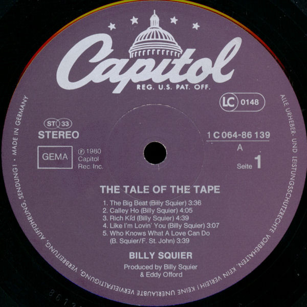 Billy Squier - The Tale Of The Tape (LP, Album)