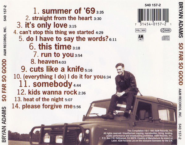 Bryan Adams - So Far So Good (CD, Comp)