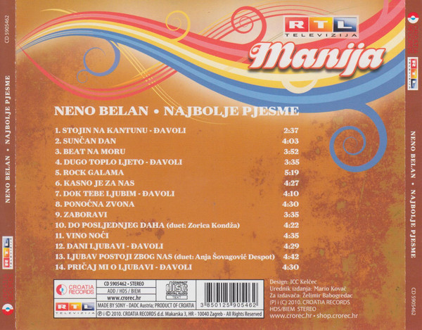 Neno Belan - Najbolje Pjesme (CD, Comp)
