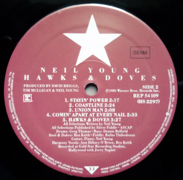 Neil Young - Hawks & Doves (LP, Album)