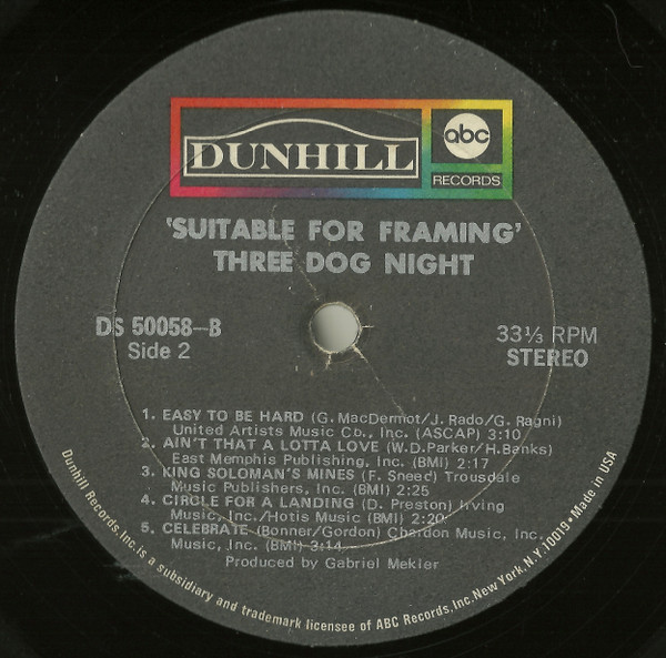 Three Dog Night - Suitable For Framing (LP, Album, Gat)