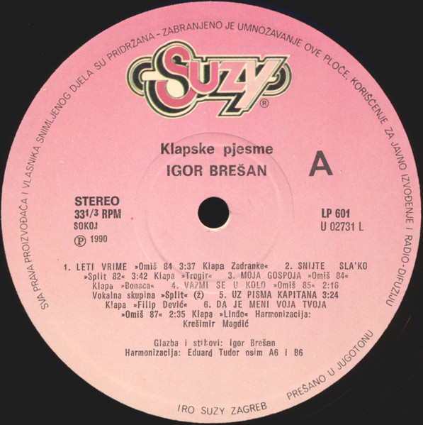 Igor Brešan - Leti Vrime - Klapske Pjesme (LP, Album, Comp)