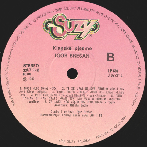Igor Brešan - Leti Vrime - Klapske Pjesme (LP, Album, Comp)