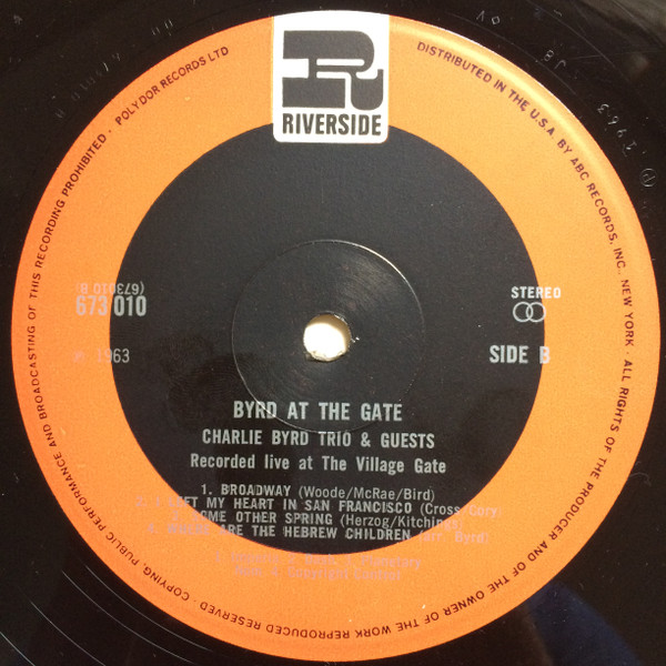 Charlie Byrd Trio (& Guests)* - Byrd At The Gate (LP, Album, RE, Bla)