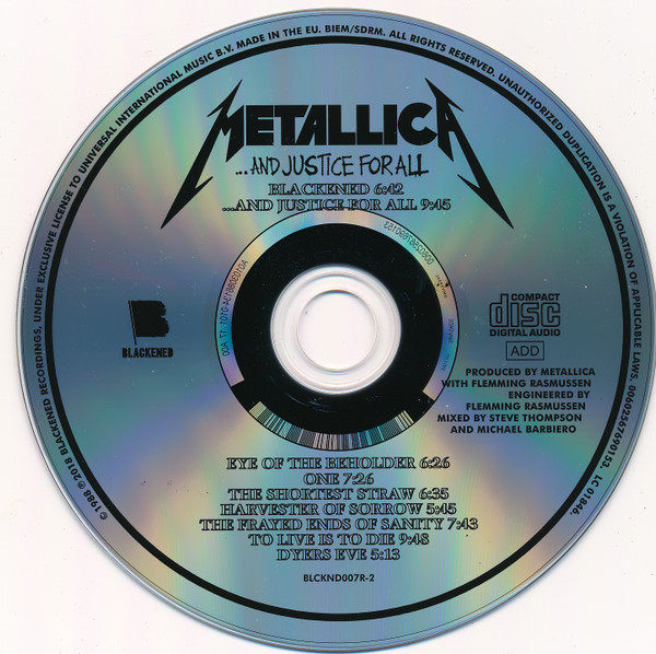 Metallica - ...And Justice For All (CD, Album, RE, RM, Car)