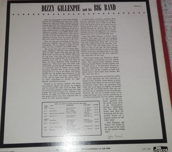 Dizzy Gillespie Big Band - In Concert (LP, Album, RE)