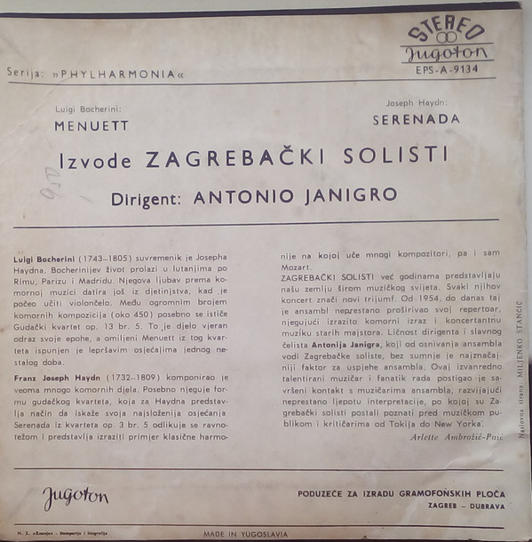 Zagrebački Solisti Dirigent Antonio Janigro - Menuett / Serenada (7