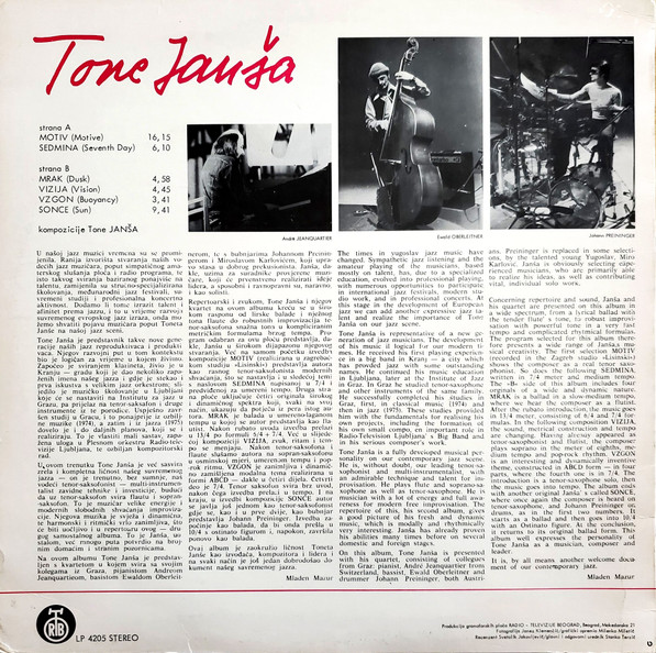 Tone Janša Kvartet - Beogradski Jazz Festival '78 (LP, Album)