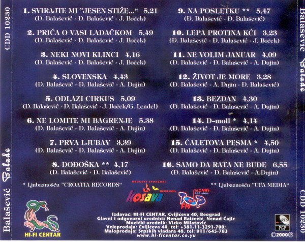 Balašević* - Balade (CD, Comp)