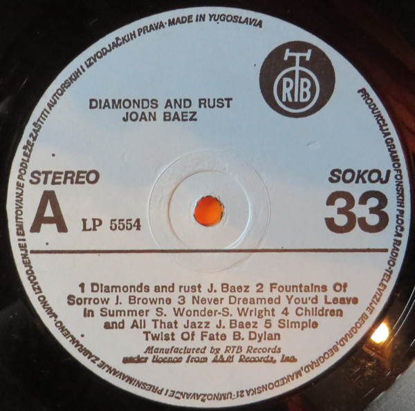 Joan Baez - Diamonds & Rust (LP, Album, RE, RP)