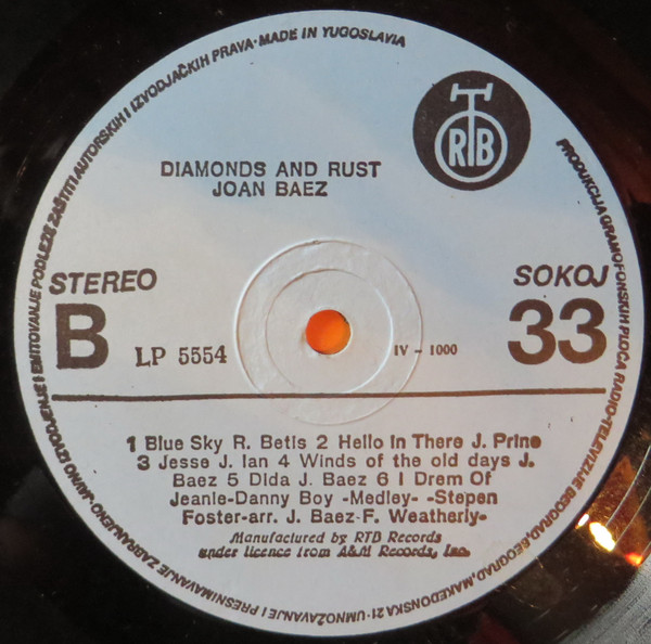 Joan Baez - Diamonds & Rust (LP, Album, RE, RP)