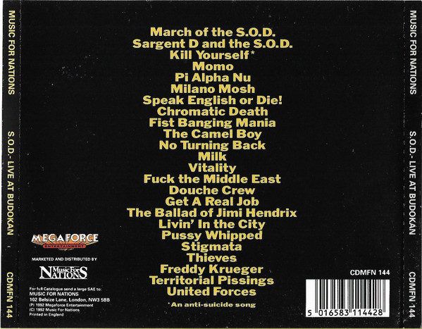 S.O.D.* - Live At Budokan (CD, Album)
