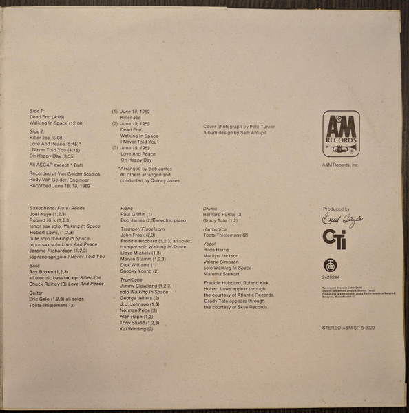 Quincy Jones - Walking In Space (LP, Album, Gat)