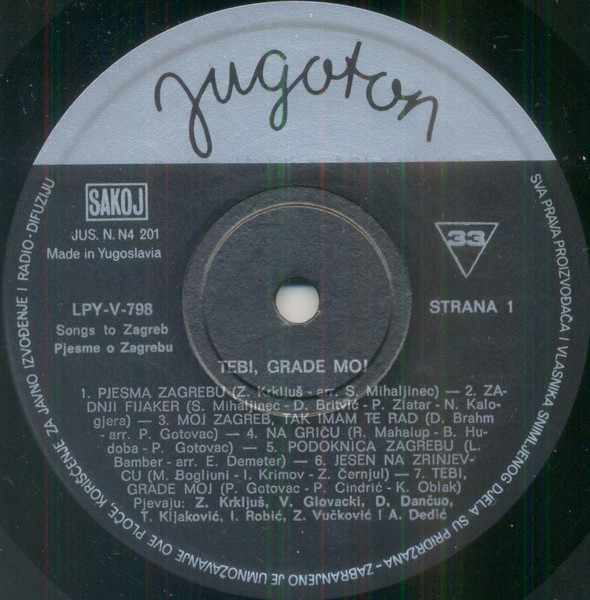 Various - Tebi, Grade Moj - Pjesme O Zagrebu (LP, Comp, RE)