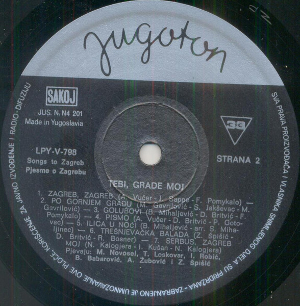Various - Tebi, Grade Moj - Pjesme O Zagrebu (LP, Comp, RE)
