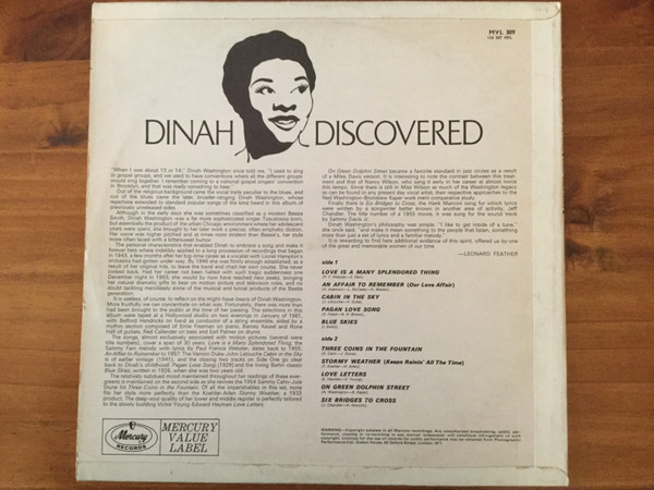 Dinah Washington - Dinah Discovered (LP, Mono)