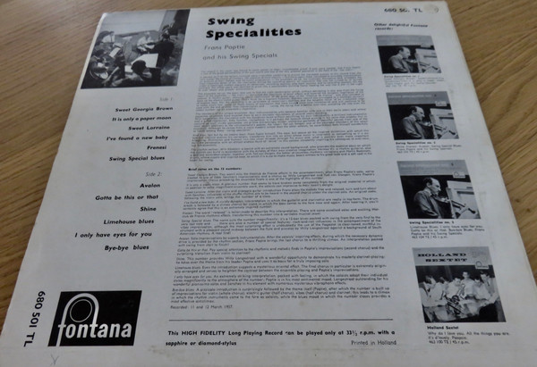 Frans Poptie And His Swing Specials - Swing Specialities (LP, Album)