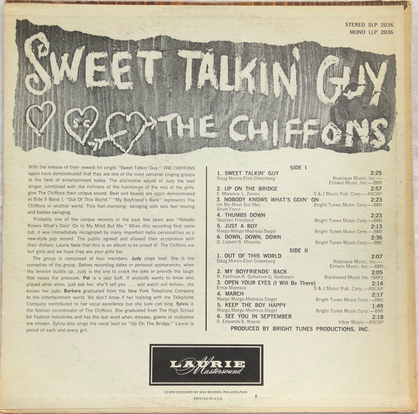 The Chiffons - Sweet Talkin' Guy (LP, Album, Mono, Mon)