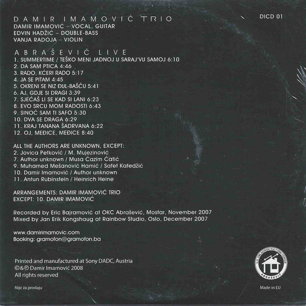 Damir Imamović Trio - Abrašević Live (CD, Album, Car)