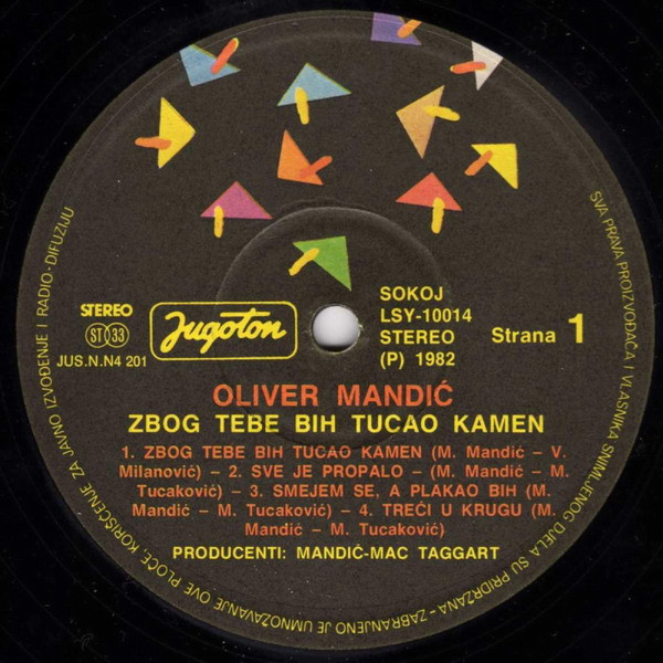 Oliver MandiÄ‡ - Zbog Tebe Bih Tucao Kamen (LP, Album)
