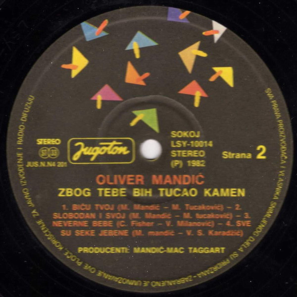 Oliver MandiÄ‡ - Zbog Tebe Bih Tucao Kamen (LP, Album)