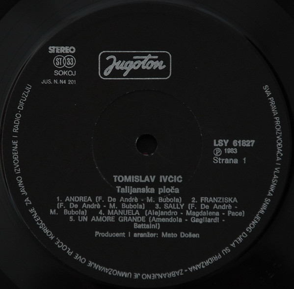 Tomislav Ivčić - Talijanska Ploča (LP, Album, Bla)