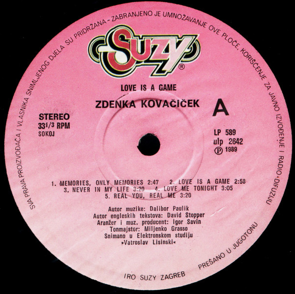 Zdenka* - Love Is A Game = Ljubav Je Igra (LP, Album)