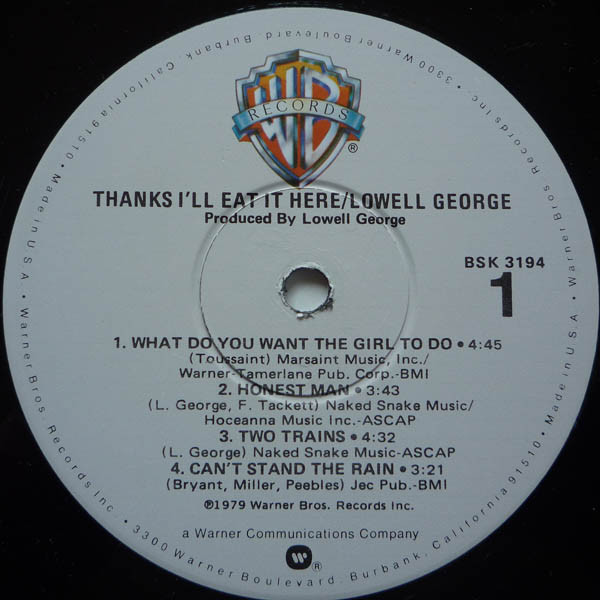 Lowell George - Thanks I'll Eat It Here (LP, Album, Los)
