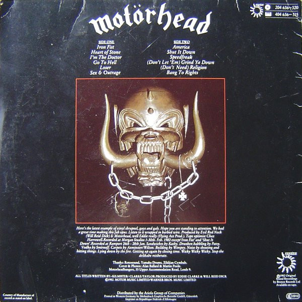 Motörhead - Iron Fist (LP, Album, Gre)