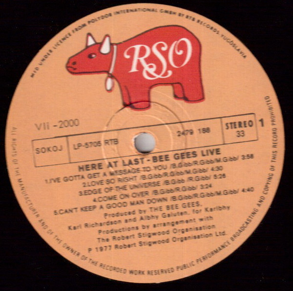 Bee Gees - Here At Last...Live (2xLP, Album, RE, 7th)