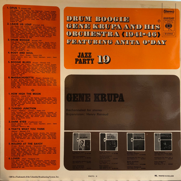 Gene Krupa And His Orchestra Featuring Anita O'Day - Drum Boogie (LP, Comp)