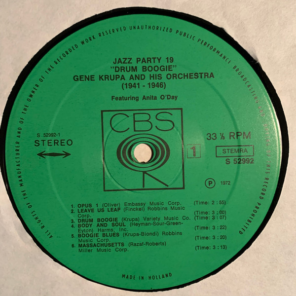Gene Krupa And His Orchestra Featuring Anita O'Day - Drum Boogie (LP, Comp)