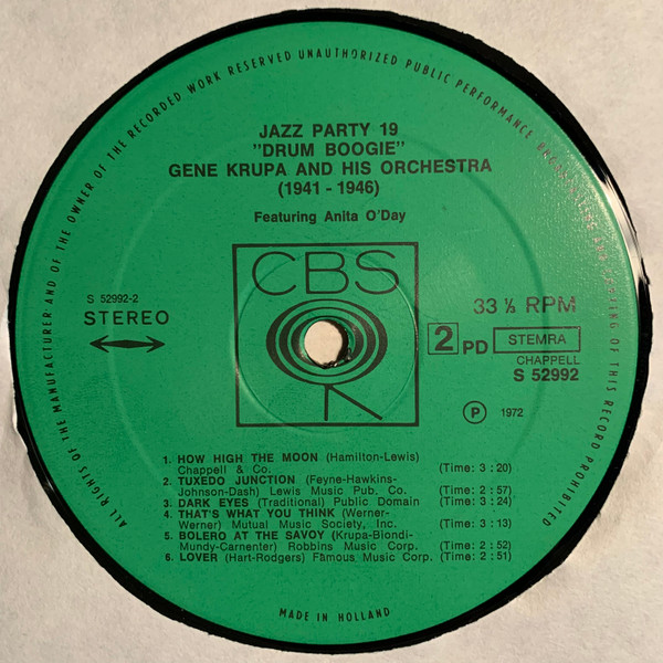 Gene Krupa And His Orchestra Featuring Anita O'Day - Drum Boogie (LP, Comp)