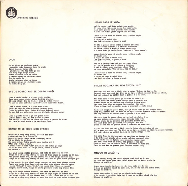 Rani Mraz - Mojoj Mami, Umesto Maturske Slike U Izlogu (LP, Album, RP)