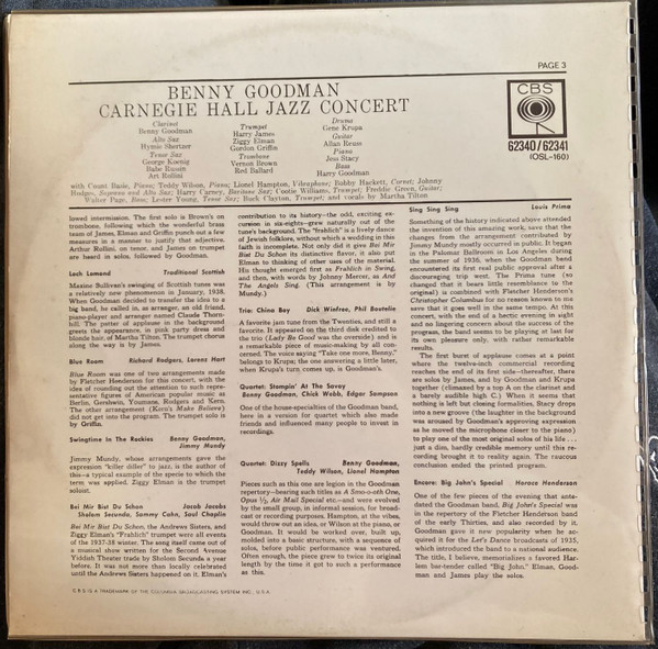 Benny Goodman - The Famous 1938 Carnegie Hall Jazz Concert (2xLP, Album, Gat)