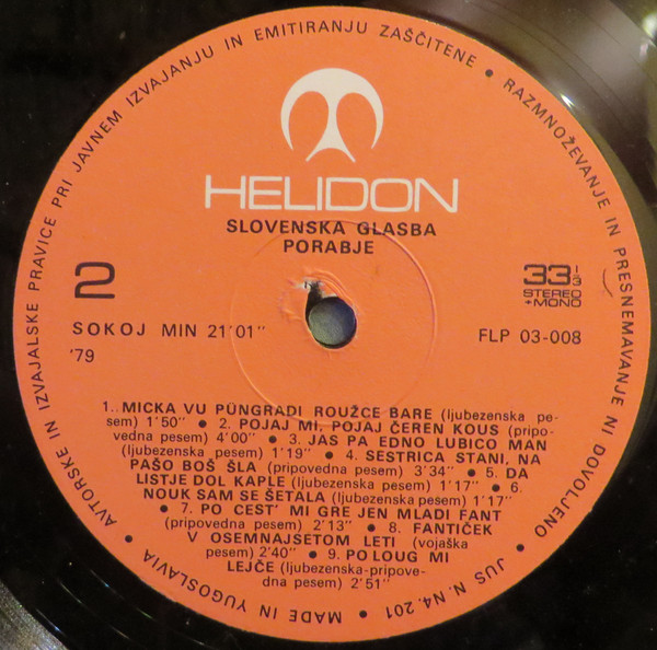 Various - Slovenska Glasba - Porabje (Zvočni Primeri Izvirne Ljudske Glasbe) (LP, Comp)