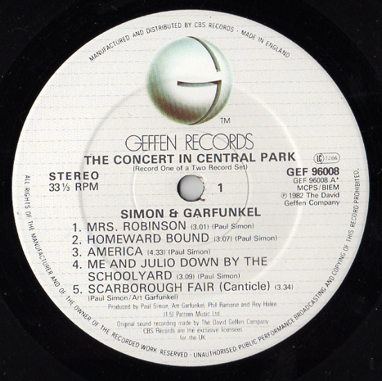 Simon & Garfunkel - The Concert In Central Park (2xLP, Album)