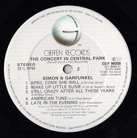 Simon & Garfunkel - The Concert In Central Park (2xLP, Album)