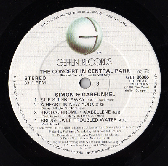 Simon & Garfunkel - The Concert In Central Park (2xLP, Album)