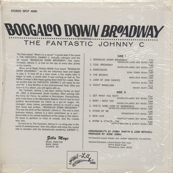 The Fantastic Johnny C - Boogaloo Down Broadway (LP, Album)