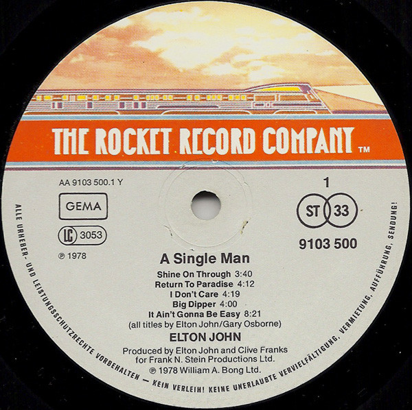 Elton John - A Single Man (LP, Album, Gat)