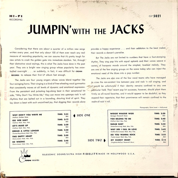 The Jacks - Jumpin' With The Jacks (LP, Album, Mono, RP)