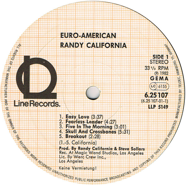 Randy California - Euro-American (LP, Album)
