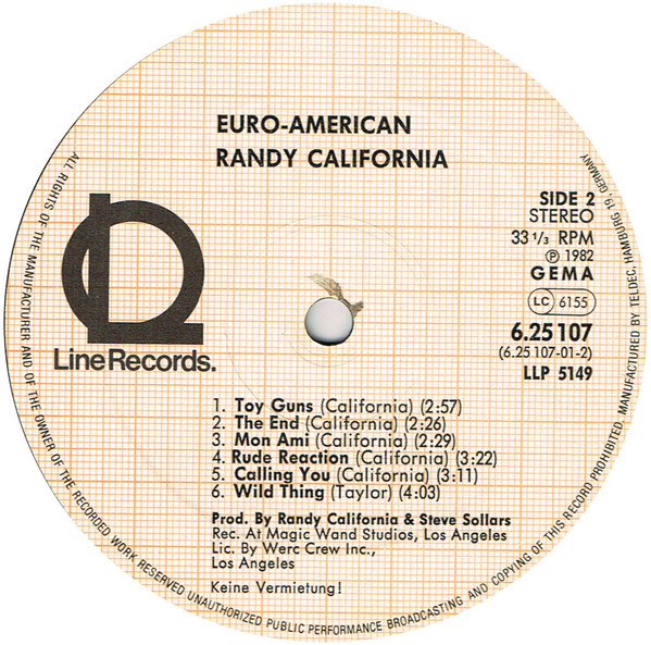 Randy California - Euro-American (LP, Album)