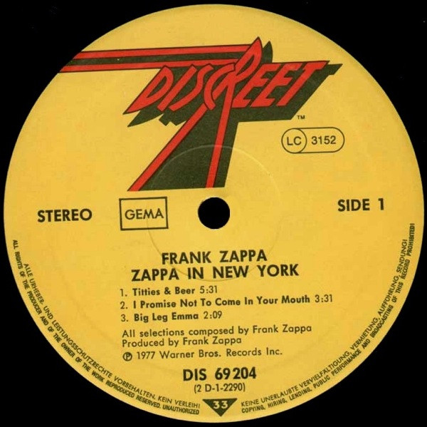 Zappa* - Zappa In New York (2xLP, Album)