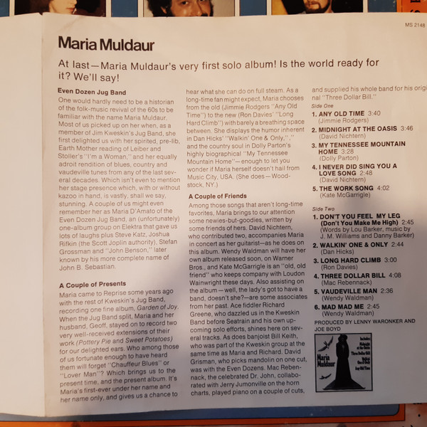 Maria Muldaur - Maria Muldaur (LP, Album, Pit)