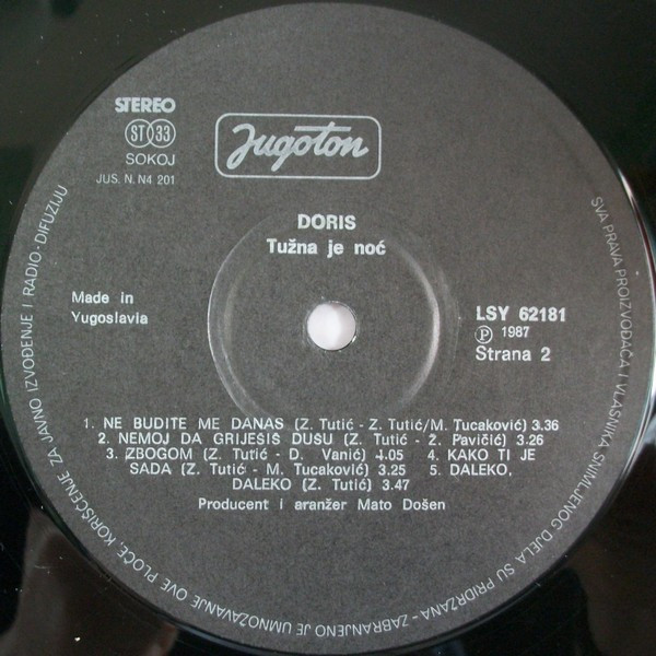 Doris* - Tužna Je Noć (LP, Album)